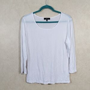 2/$20 05171 Comfy USA white 3/4 sleeve crinkle tee L